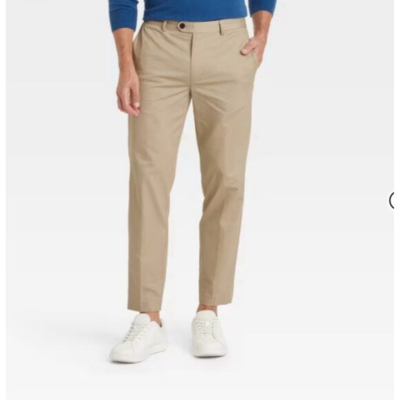 Men's Extended Tab Slim Fit Trousers Khaki - Goodfellow & Co - Size 34x32 NWT - Picture 1 of 4